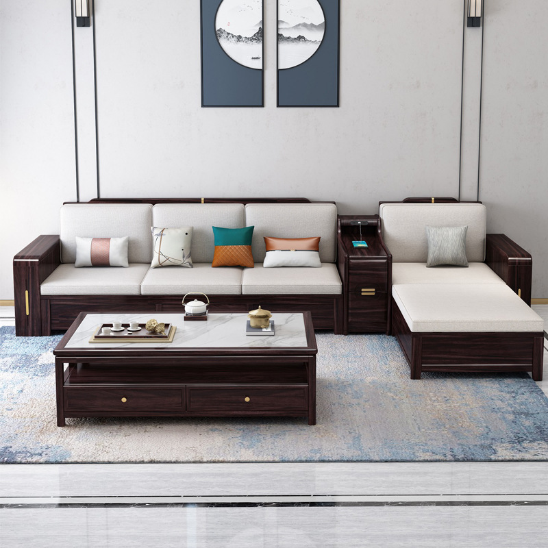 新中式家具 全实木布艺沙发 胡桃木质组合沙发 新中式家具 全实木布艺沙发 胡桃木质组合沙发