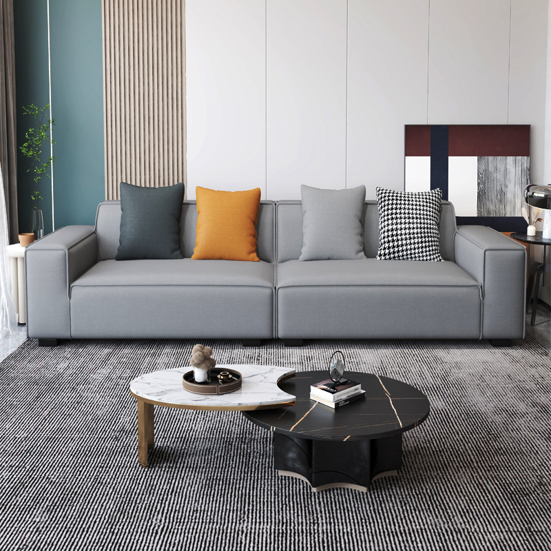 意式极简豆腐方块布艺沙发 大小户型适用 科技布乳胶直排沙发