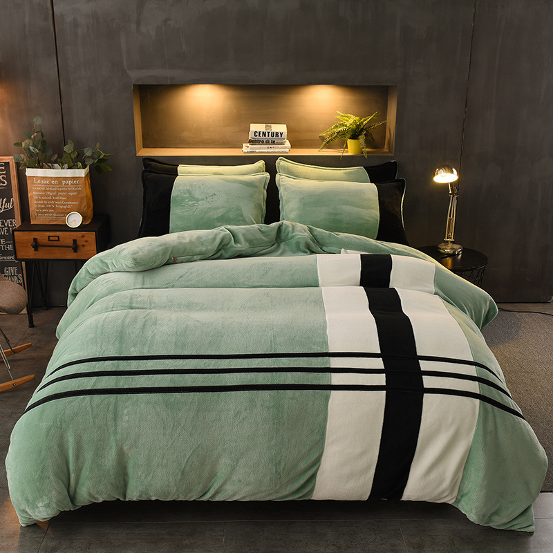 家居家纺 冬季加厚珊瑚绒法兰绒床上四件套双面加绒被套纯色双拼牛奶绒床品 家居家纺 冬季加厚珊瑚绒法兰绒床上四件套双面加绒被套纯色双拼牛奶绒床品