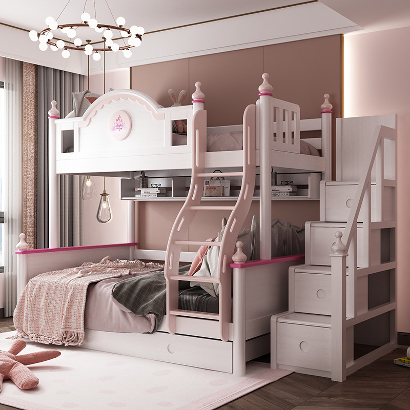 儿童家具 韩式儿童床全实木双层床子母床上下铺床高低床 儿童家具 韩式儿童床全实木双层床子母床上下铺床高低床