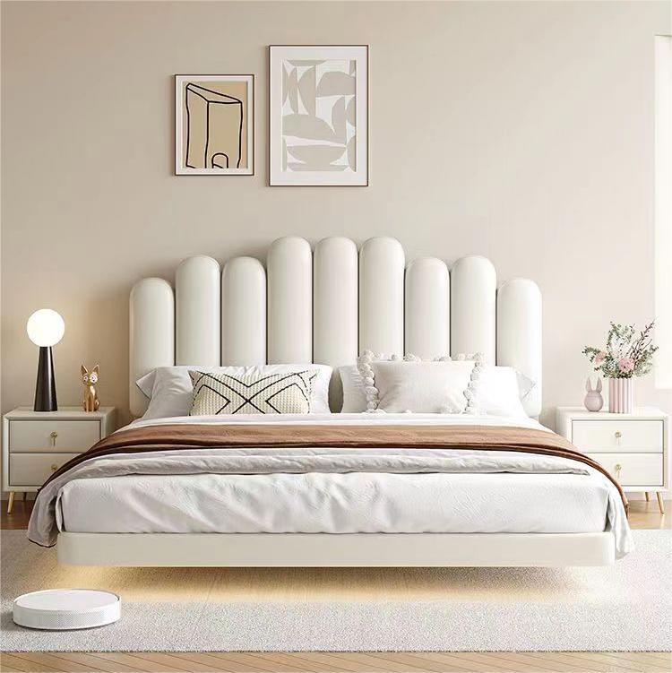 简约家具 奶油风钢琴键悬浮床 现代简约小户型皮床 简约家具 奶油风钢琴键悬浮床 现代简约小户型皮床