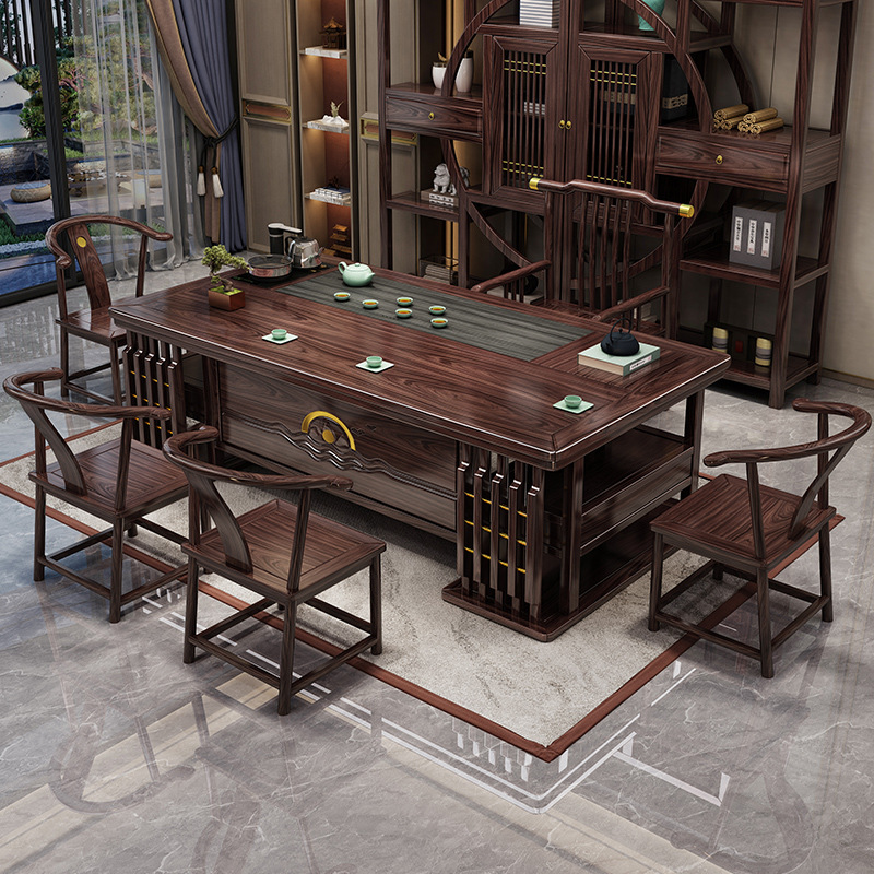新中式家具 实木茶桌椅 乌金木禅意茶室家具 新中式家具 实木茶桌椅 乌金木禅意茶室家具