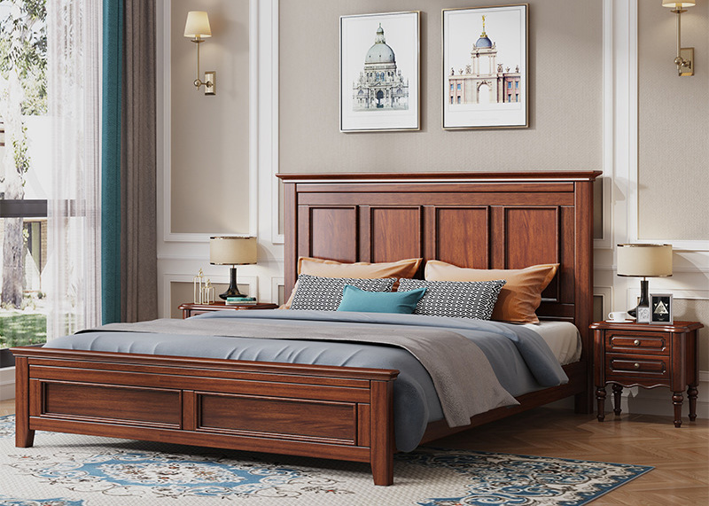 美式家具 美式复古乡村双人床 主卧做旧仿古实木床别墅床 美式家具 美式复古乡村双人床 主卧做旧仿古实木床别墅床