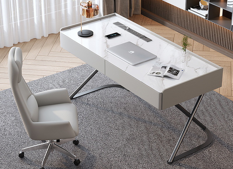 岩板书桌 轻奢现代学生家用书房书桌 简易不锈钢脚办公电脑桌 岩板书桌 轻奢现代学生家用书房书桌 简易不锈钢脚办公电脑桌