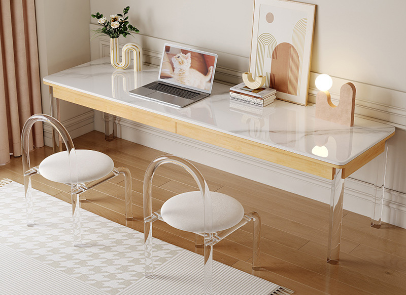 实木双人书桌 岩板书桌学习桌 家用电脑桌悬浮长条桌 实木双人书桌 岩板书桌学习桌 家用电脑桌悬浮长条桌