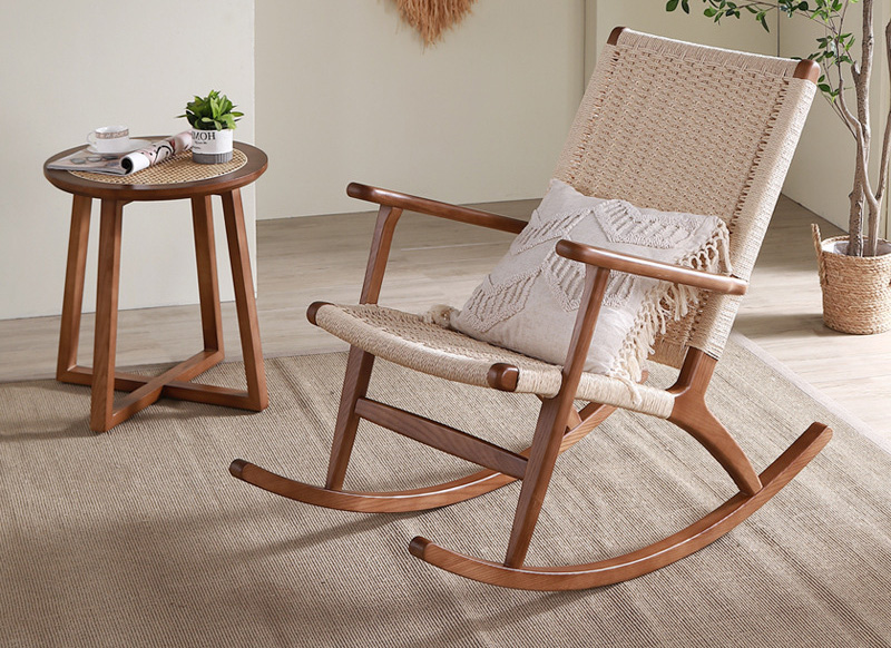 北欧藤编摇椅 家用休闲阳台摇摇椅 户外绳编老人躺椅子 北欧藤编摇椅 家用休闲阳台摇摇椅 户外绳编老人躺椅子