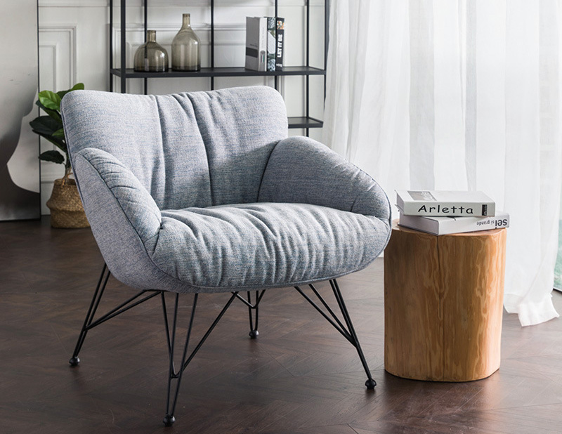 北欧棉麻 布艺钢架单人软包懒人沙发椅 家用阳台个性休闲躺椅 北欧棉麻 布艺钢架单人软包懒人沙发椅 家用阳台个性休闲躺椅