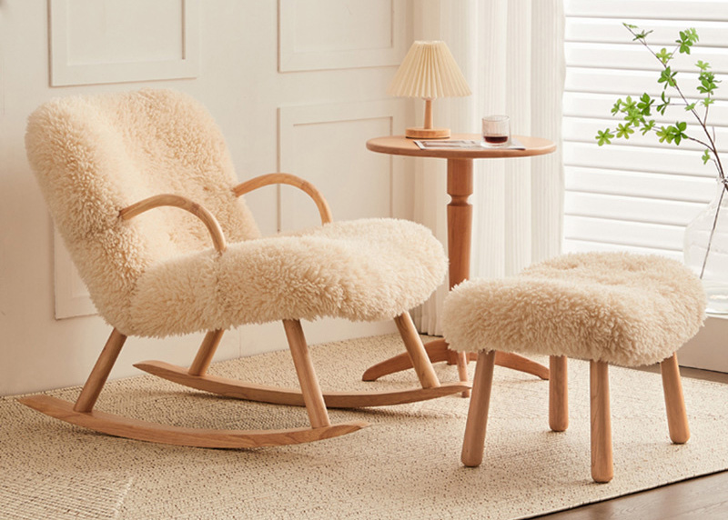 北欧摇摇椅 阳台休闲摇椅 懒人沙发师羊羔绒长毛躺椅子 北欧摇摇椅 阳台休闲摇椅 懒人沙发师羊羔绒长毛躺椅子