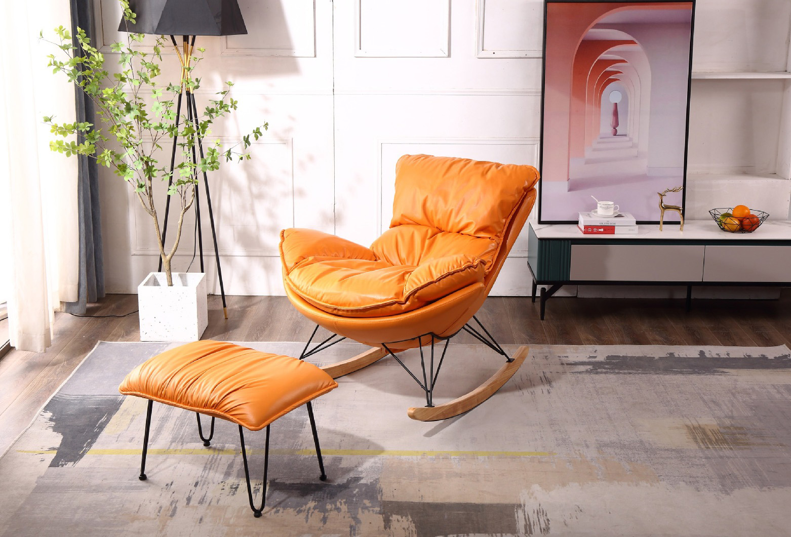 懒人沙发摇椅 客厅休闲躺椅 北欧轻奢摇摇椅沙发椅