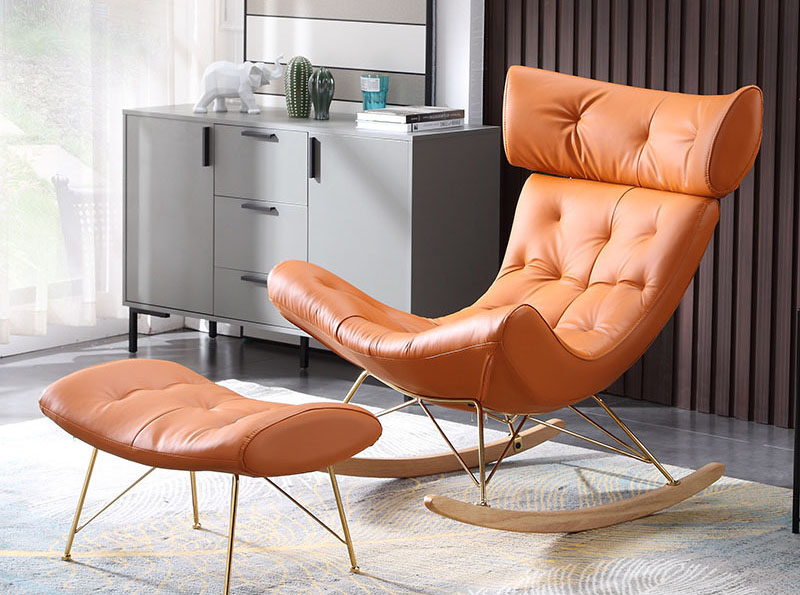 北欧轻奢懒人沙发摇椅 单人躺椅摇摇椅阳台休闲椅