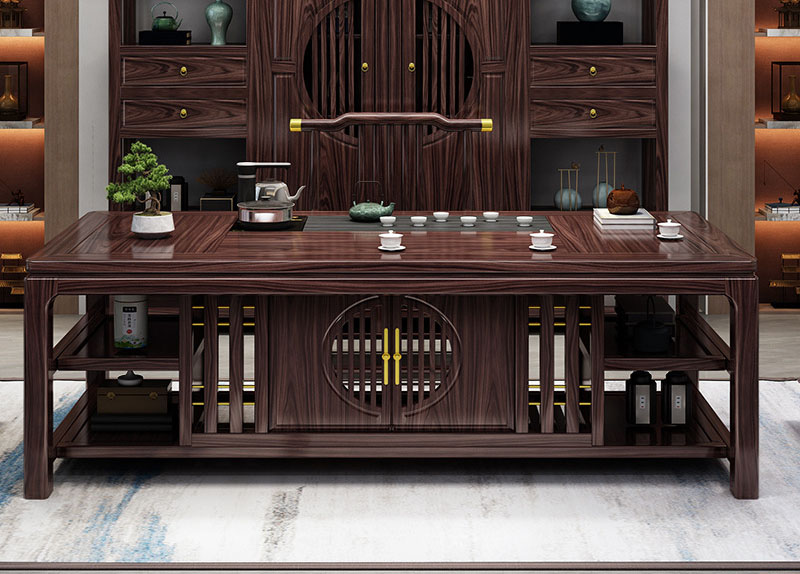 新中式茶桌椅组合金花梨木高端红木办公喝茶几功夫泡茶烧水壶一体 新中式茶桌椅组合金花梨木高端红木办公喝茶几功夫泡茶烧水壶一体