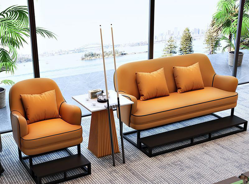 高档台球厅专用沙发椅 单双人接待桌椅 卡座台球室休息区观球看球椅